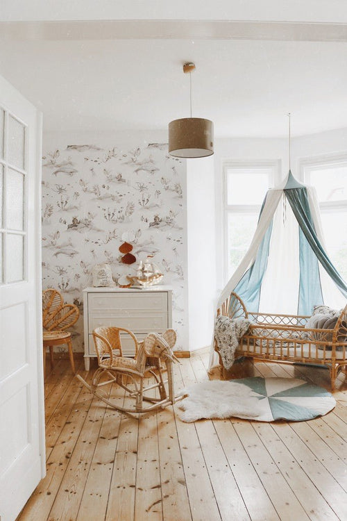 Blue Circus Cotton & Linen Bed Canopy for Babies & Kids (0–6y) - Tiny Tugz™