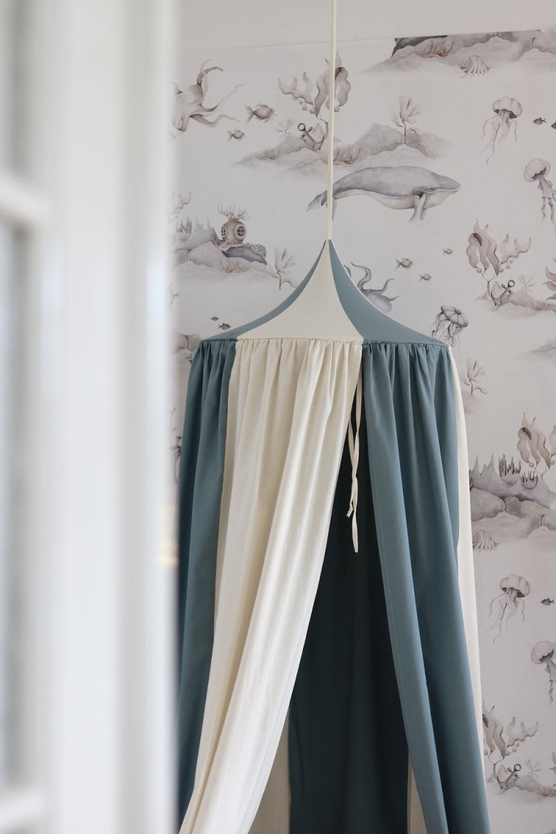 Blue Circus Cotton & Linen Bed Canopy for Babies & Kids (0–6y) - Tiny Tugz™