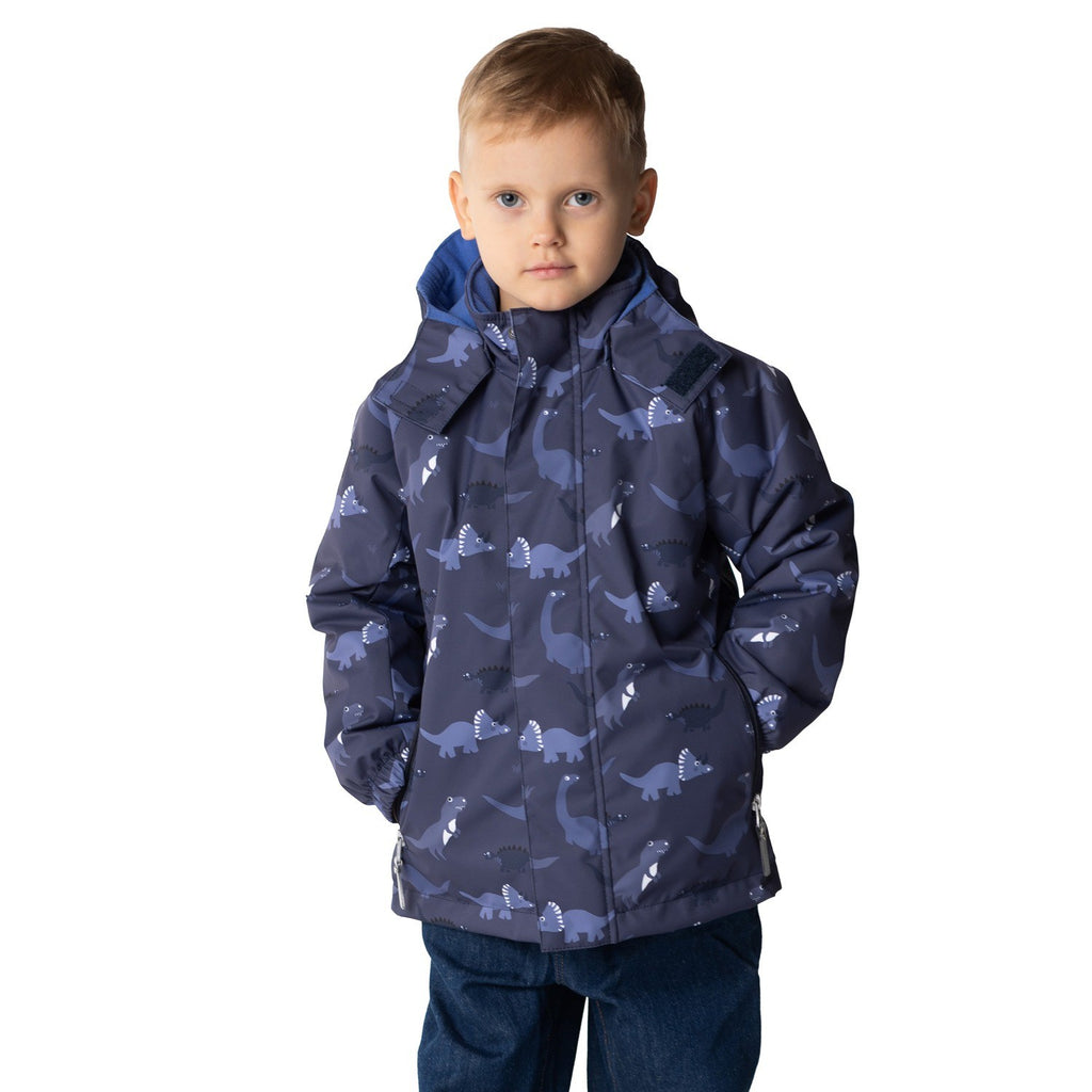 Blue Dinosaur Print Boys’ Spring Parka - Tiny Tugz™