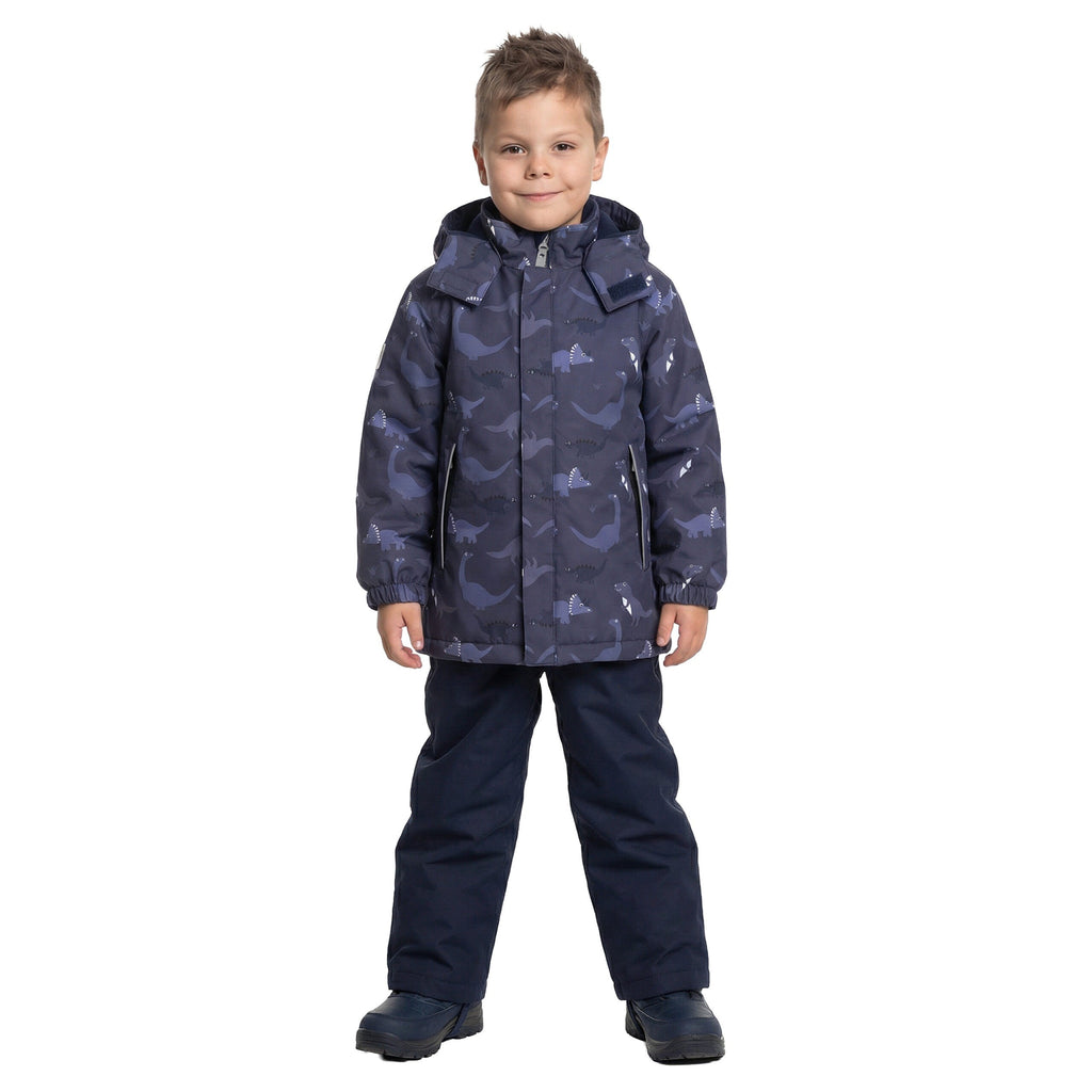Blue Dinosaur Print Spring/Autumn Jacket and Dungaree Trousers Set - Tiny Tugz™