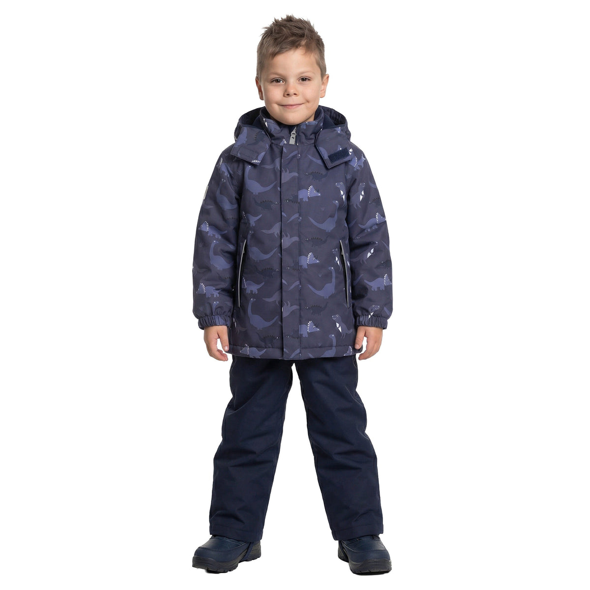Blue Dinosaur Print Spring/Autumn Jacket and Dungaree Trousers Set - Tiny Tugz™