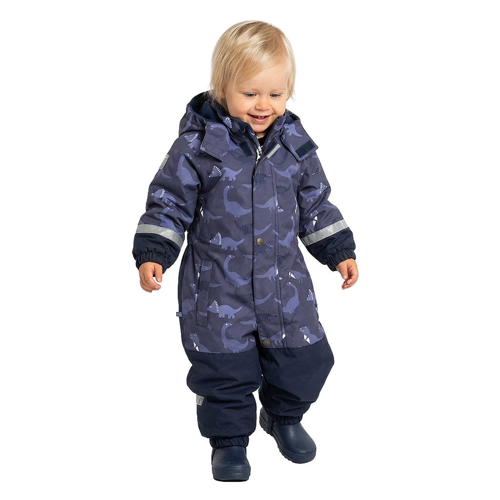 Blue Dinosaur Print Spring/Autumn Toddler Overall with Contrast Panels - Tiny Tugz™