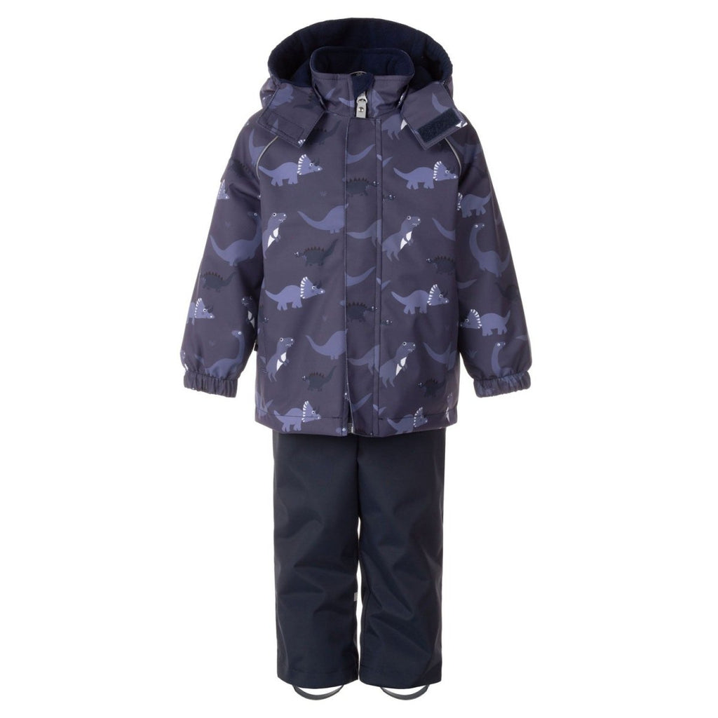 Blue Dinosaur Print Spring/Autumn Jacket and Bib Pants Set - Tiny Tugz™