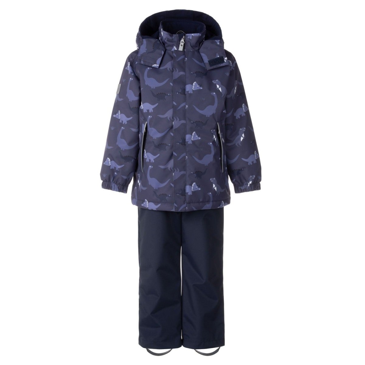 Blue Dinosaur Print Spring/Autumn Jacket and Dungaree Trousers Set - Tiny Tugz™