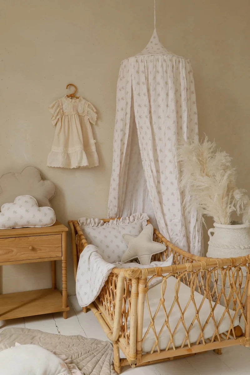 Boho Flowers Muslin Cotton Bed Canopy for Babies & Kids (0–6y) - Tiny Tugz™