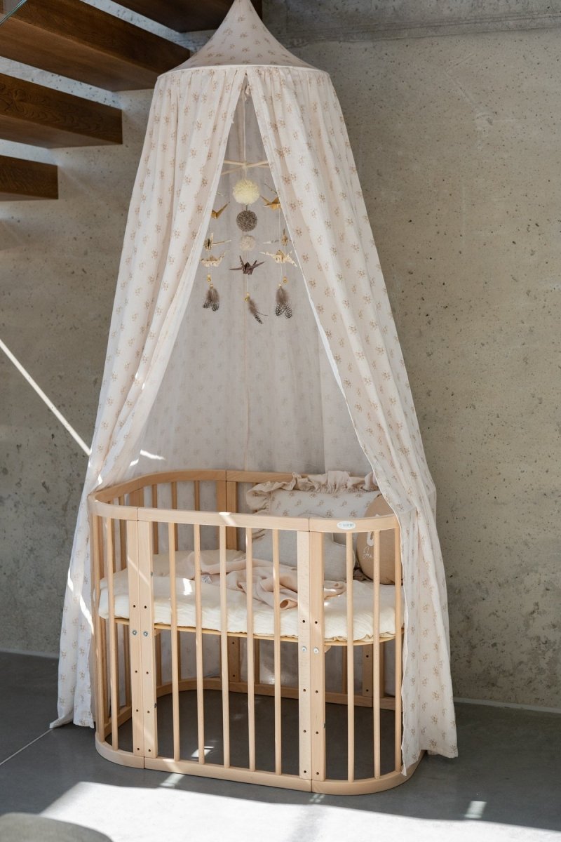 Boho Flowers Muslin Cotton Bed Canopy for Babies & Kids (0–6y) - Tiny Tugz™