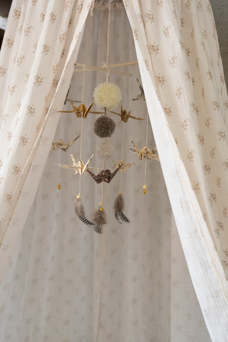 Boho Flowers Muslin Cotton Bed Canopy for Babies & Kids (0–6y) - Tiny Tugz™