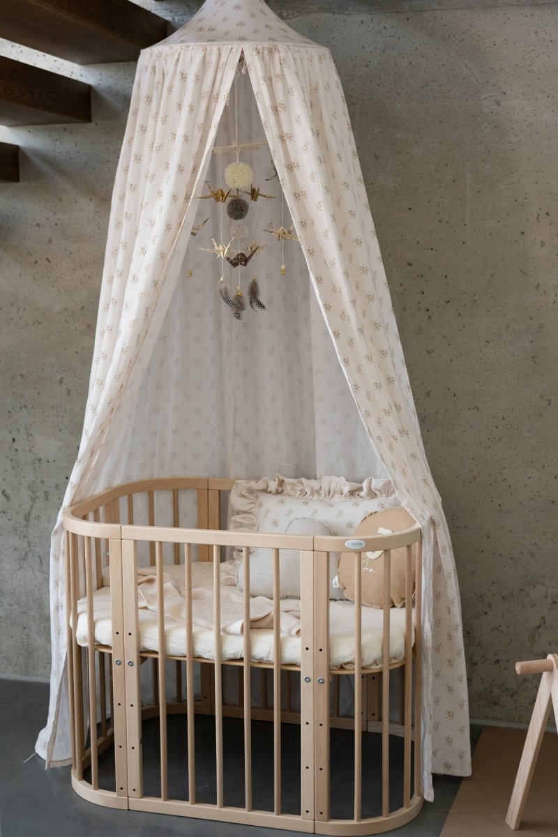 Boho Flowers Muslin Cotton Bed Canopy for Babies & Kids (0–6y) - Tiny Tugz™