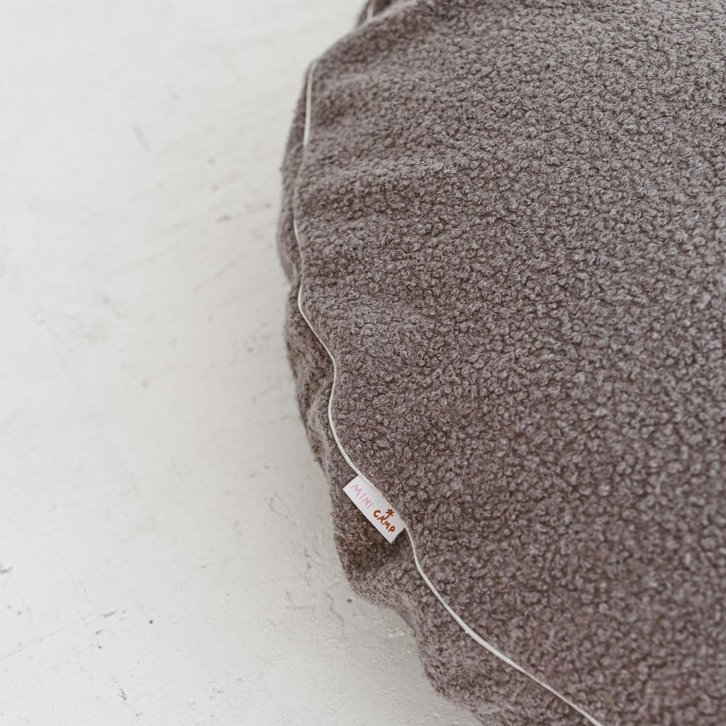 Bouclé Kids Floor Cushion - Grey - Round, 100 cm - Tiny Tugz™