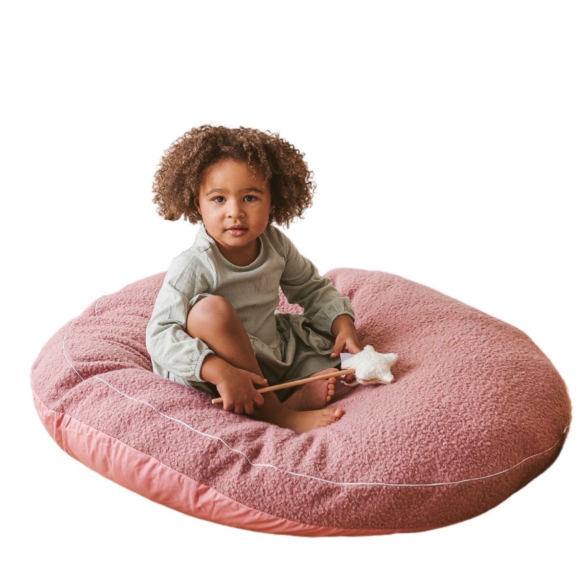Bouclé Kids Floor Cushion - Rose - Round, 100 cm - Tiny Tugz™