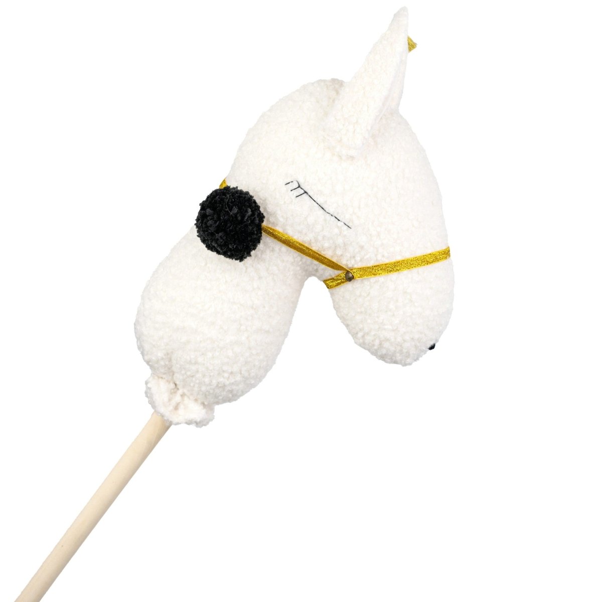 Bouclé Llama Hobby Horse Stick Toy - Ecru - 95 cm - Tiny Tugz™