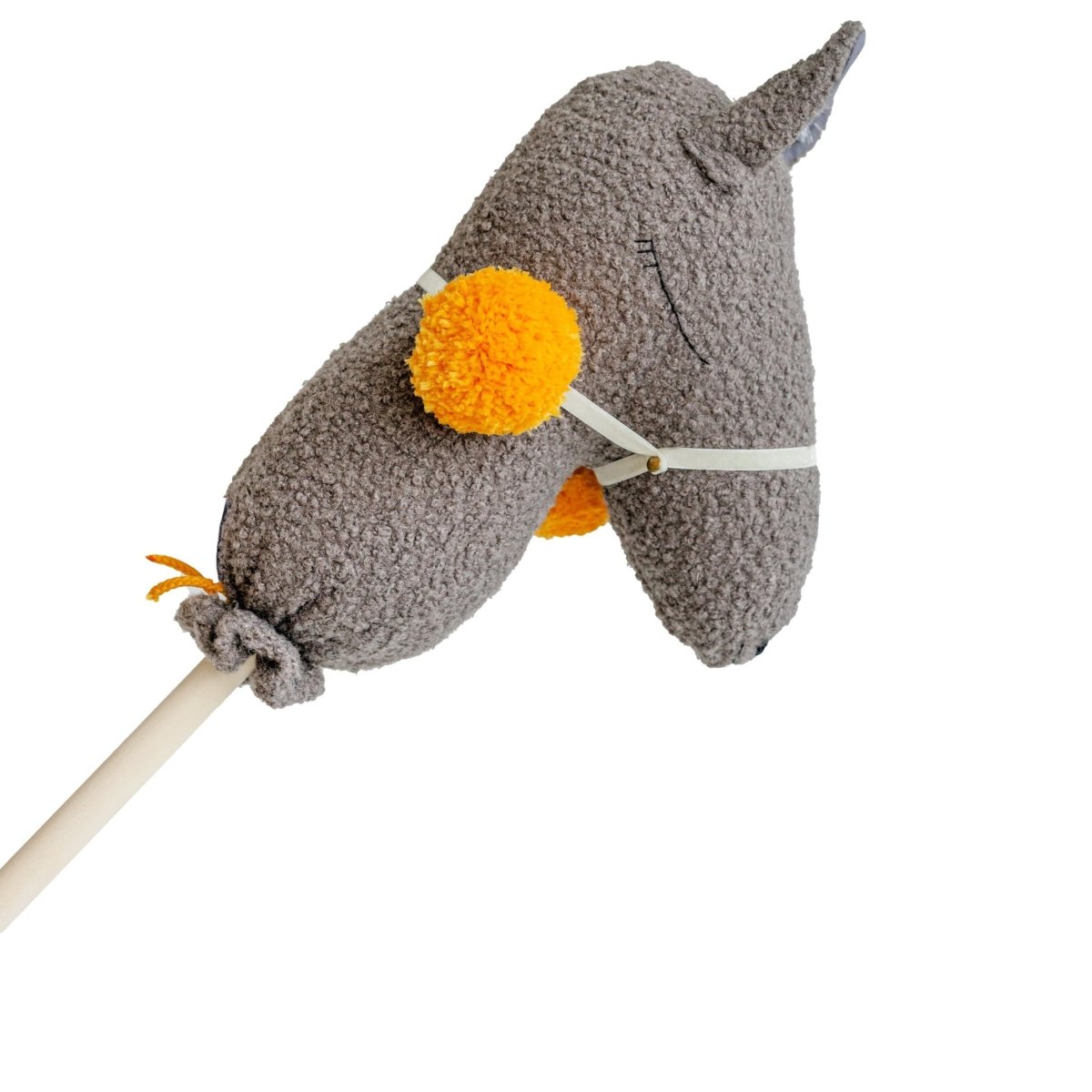 Bouclé Llama Hobby Horse Stick Toy - Grey - 95 cm - Tiny Tugz™