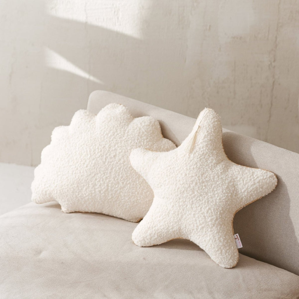 Bouclé Seashell & Starfish Cushions - Ecru - Set of 2 - Tiny Tugz™