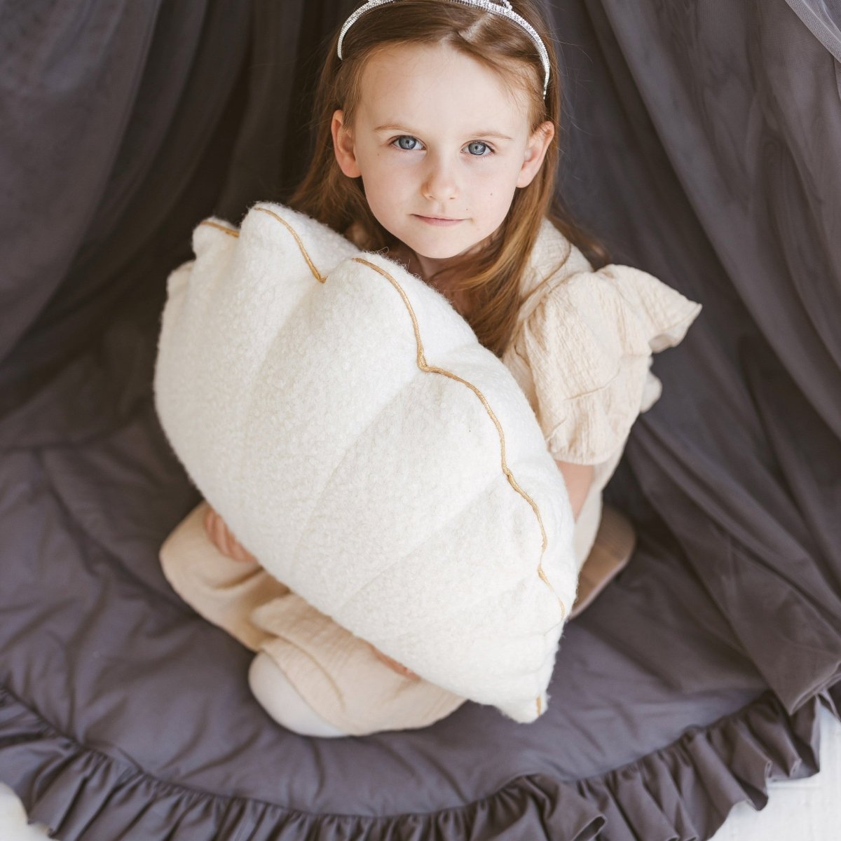 Bouclé Seashell & Starfish Cushions - Ecru - Set of 2 - Tiny Tugz™