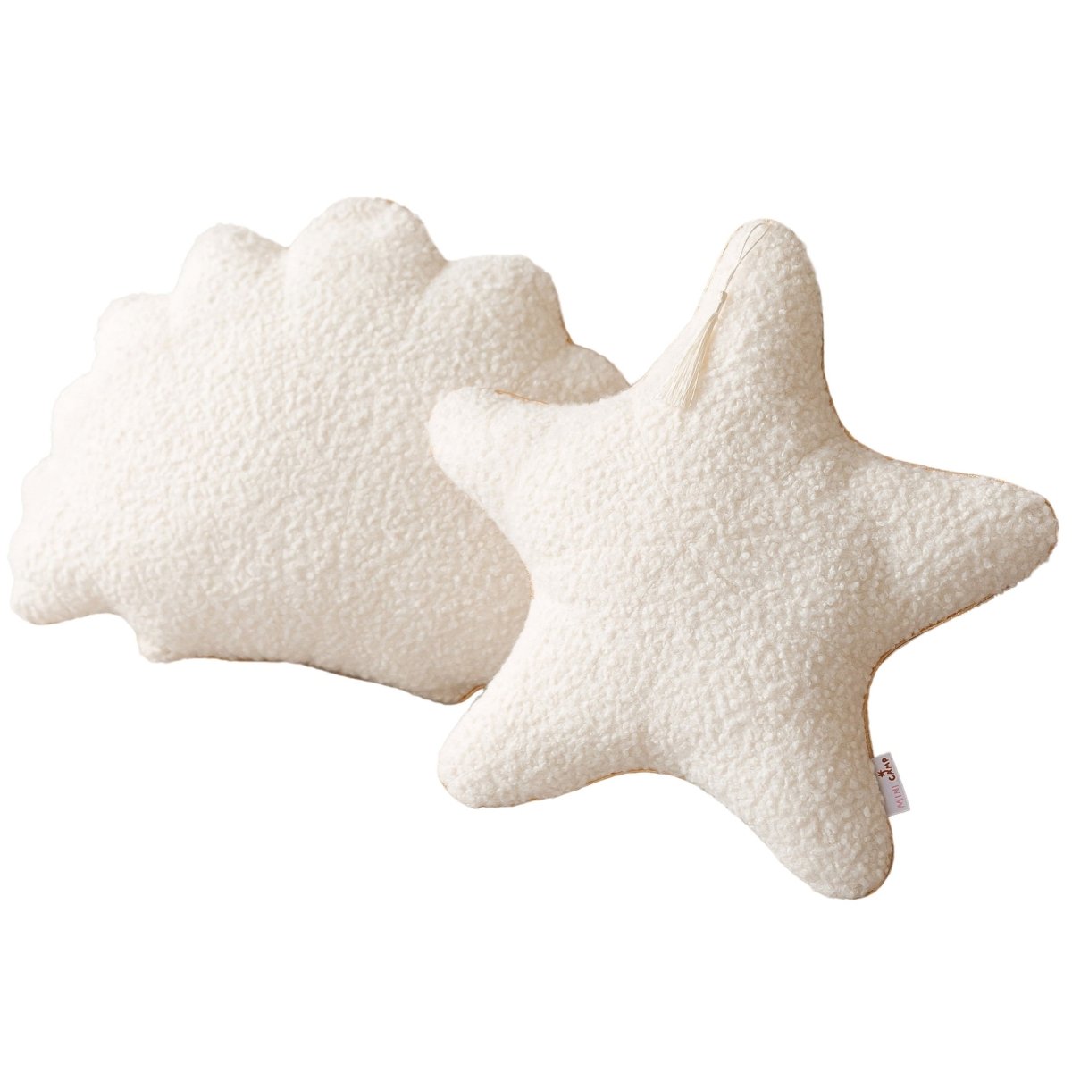 Bouclé Seashell & Starfish Cushions - Ecru - Set of 2 - Tiny Tugz™