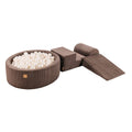 Brown Foam Play Set with Ball Pit, 4-Piece Soft Play (1–3y) – White Pearl Balls - Tiny Tugz™