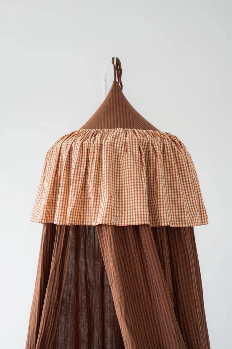 Brown Stripes Muslin Cotton Bed Canopy for Babies & Kids (0–6y) - Tiny Tugz™
