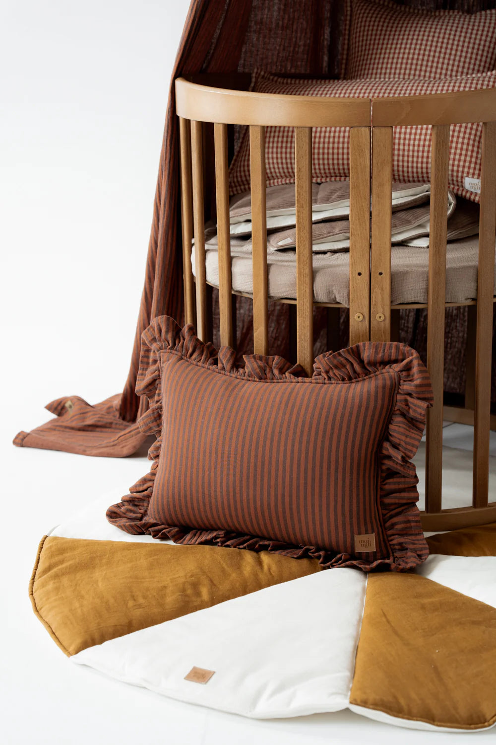 Brown Stripes Muslin Cotton Bed Canopy for Babies & Kids (0–6y)