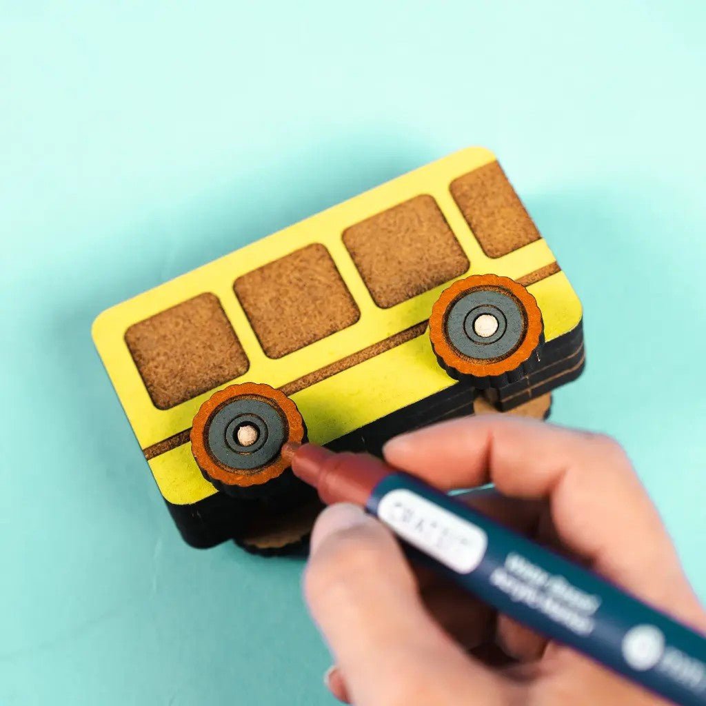 Bus Adventures - Colour-Your-Own Wooden Toy Bus - Tiny Tugz™