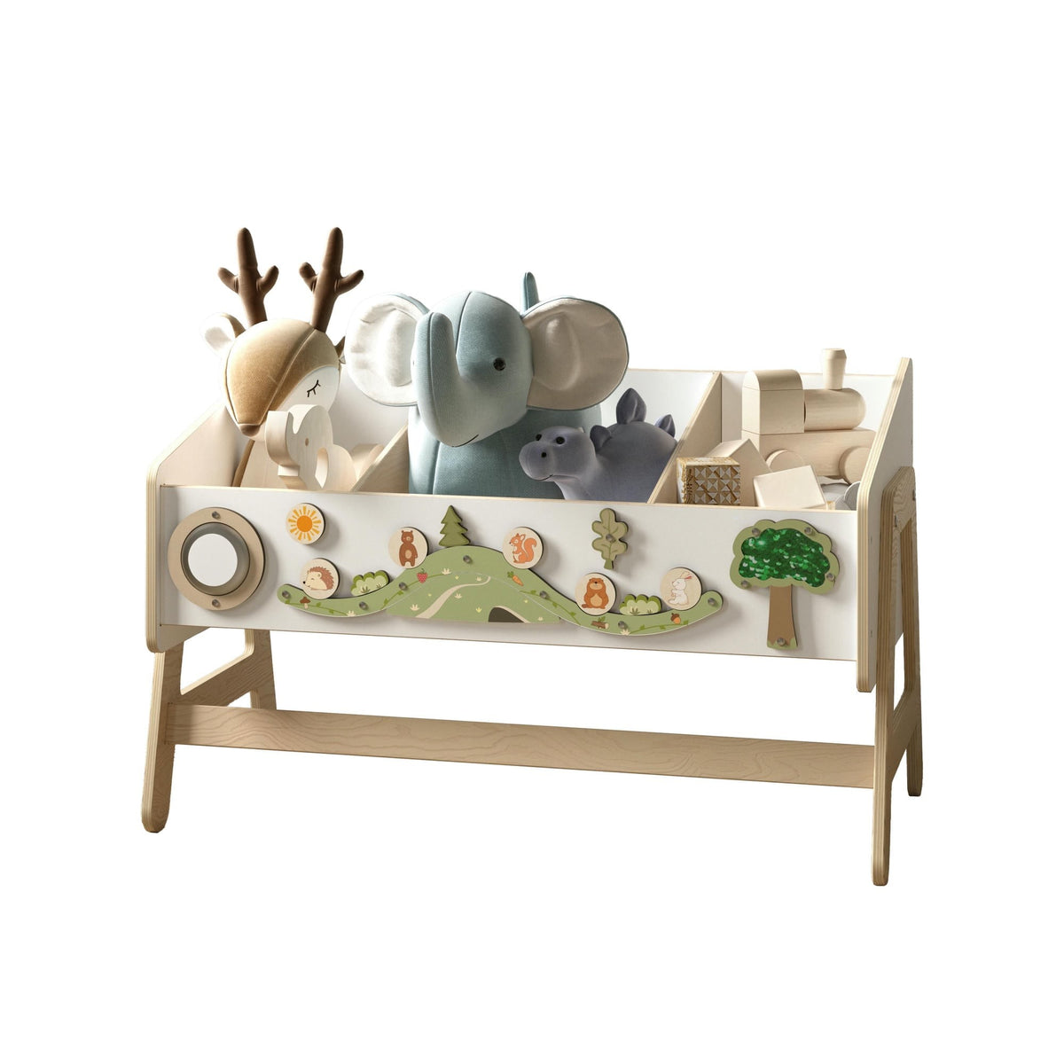 LILU 2-in-1 Toy Storage Shelf and Table – handmade wooden toy storage, made in Czech Republic