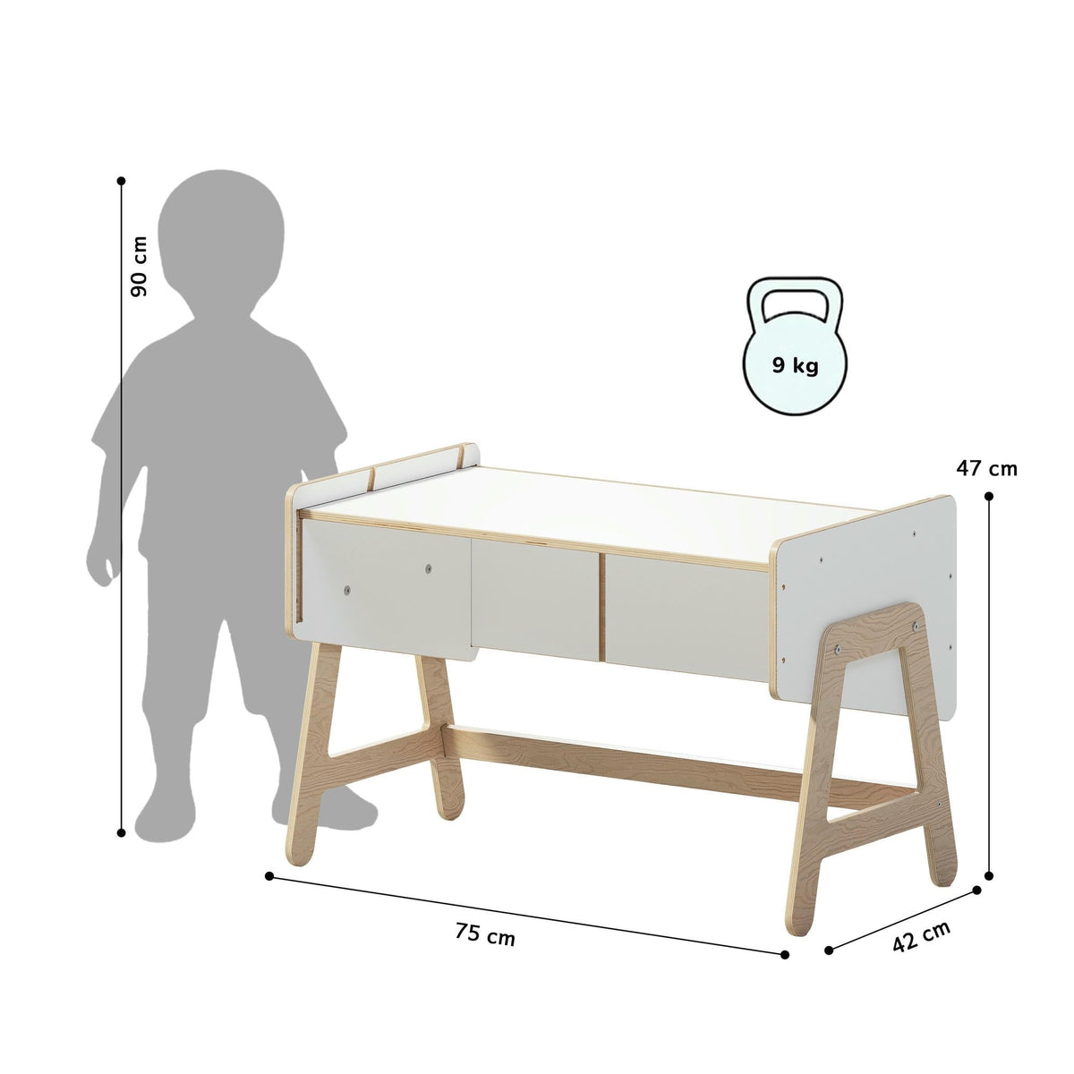 LILU 2-in-1 Toy Storage Shelf and Table – handmade wooden toy storage, made in Czech Republic