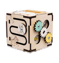 Mini Activity Cube – handmade wooden travel activity toy, made in Czech Republic