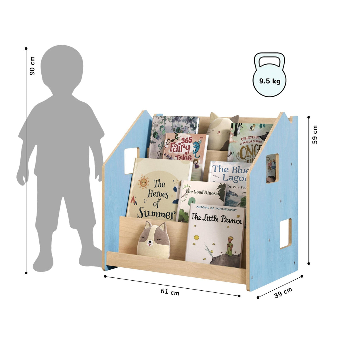 Montessori Children's Bookshelf – Pastel Colours – handmade wooden bookshelf, made in Czech Republic