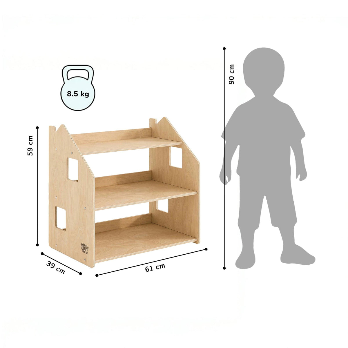 Montessori Toy Storage Shelf – Natural – handmade wooden toy storage, made in Czech Republic