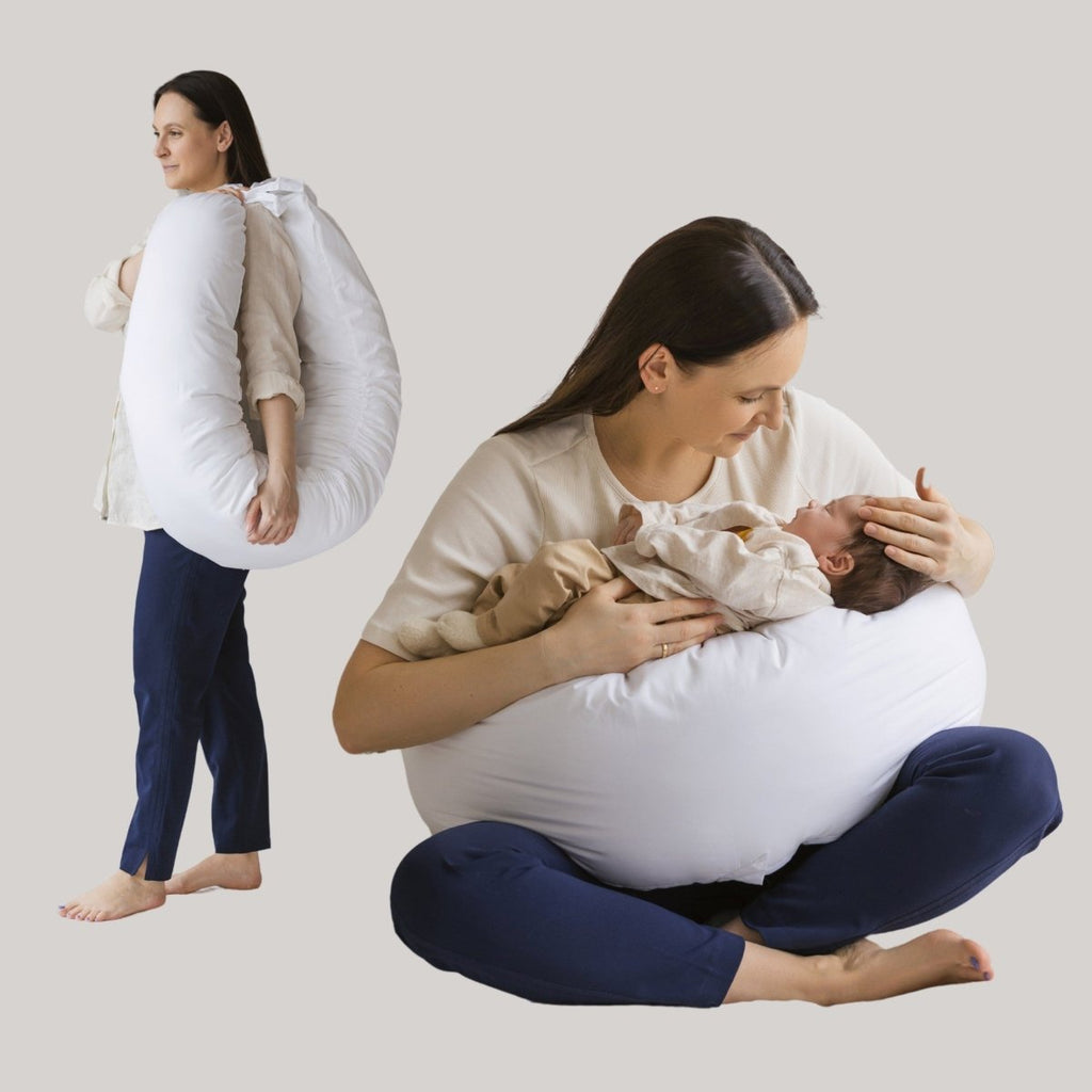 C-Shaped Body Pillow - Organic Cotton Cover - White - 180 cm - Tiny Tugz™