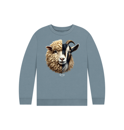 Stone Blue Printed Kids Jumper