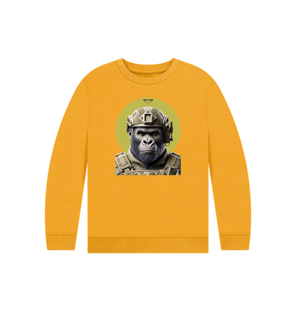 Mustard Printed Kids Jumper