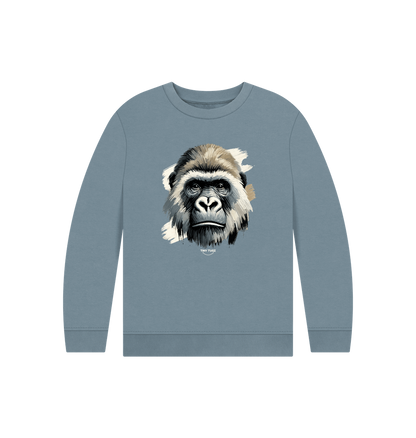 Stone Blue Printed Kids Jumper