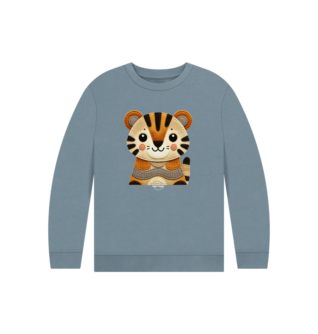 Stone Blue Printed Kids Jumper