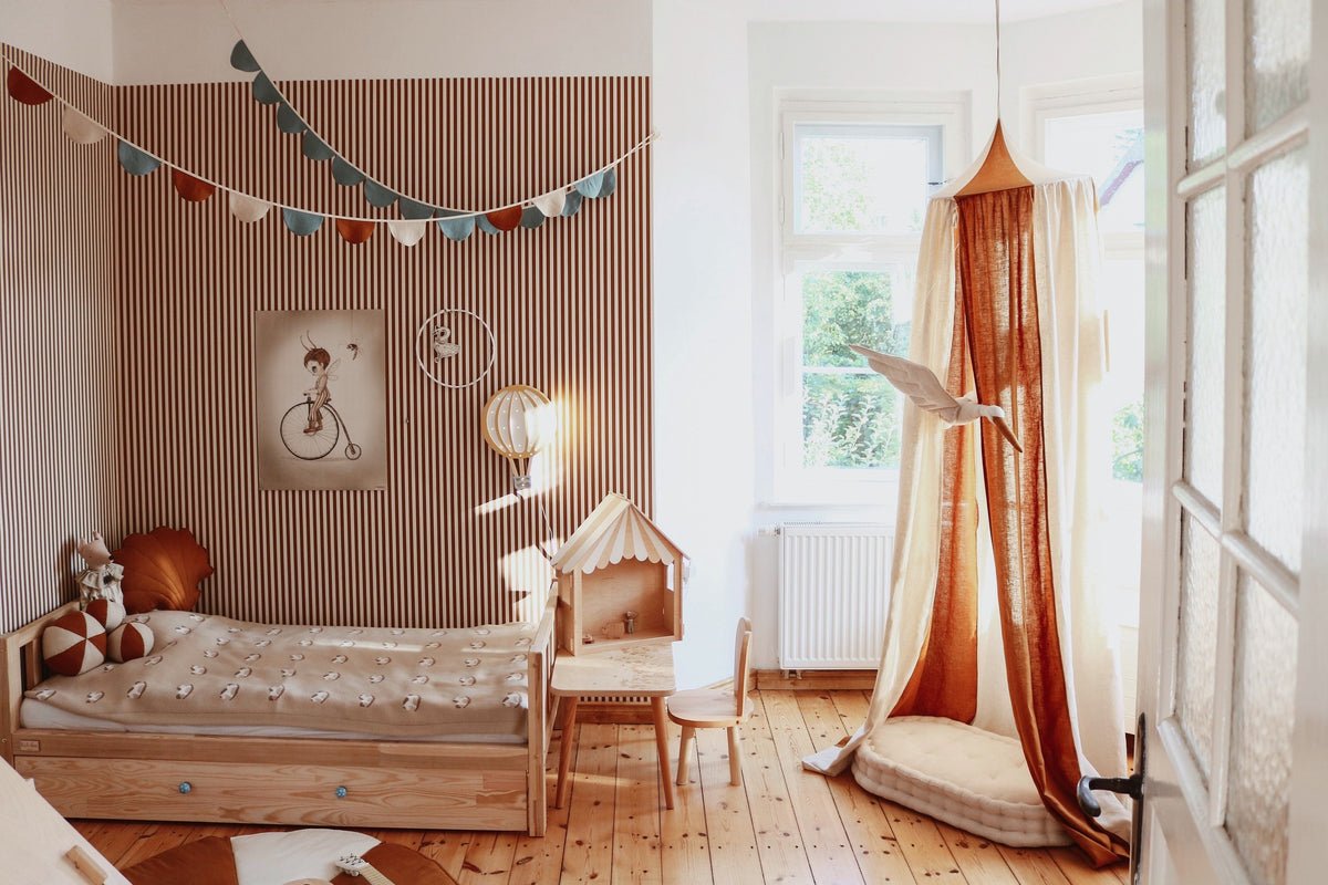 Caramel Circus Cotton & Linen Bed Canopy for Babies & Kids (0–6y) - Tiny Tugz™