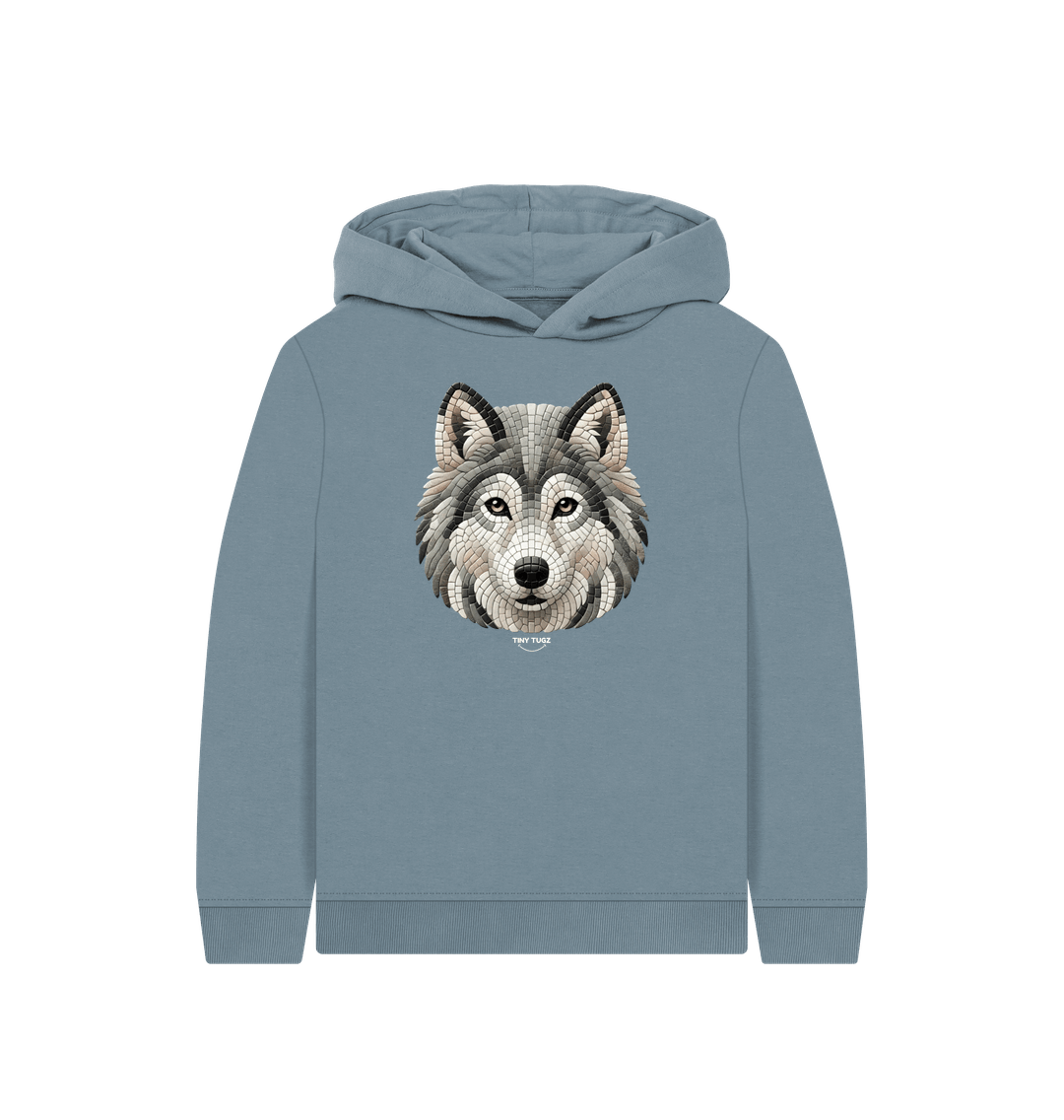 Stone Blue Printed Kids Hoodie