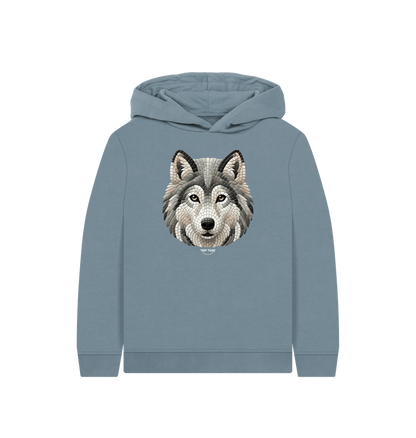Stone Blue Printed Kids Hoodie