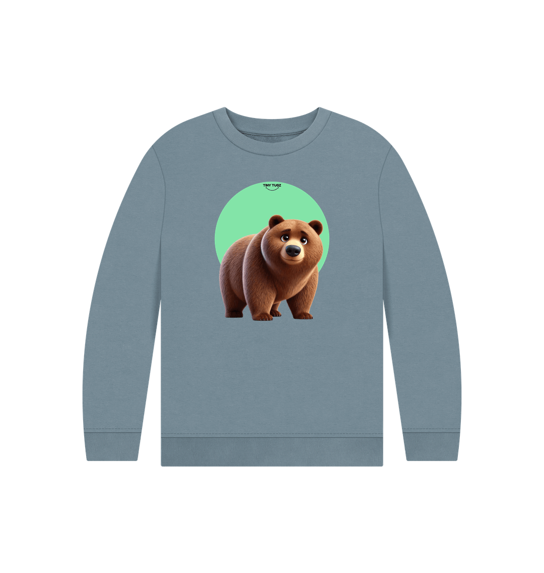 Stone Blue Printed Kids Jumper