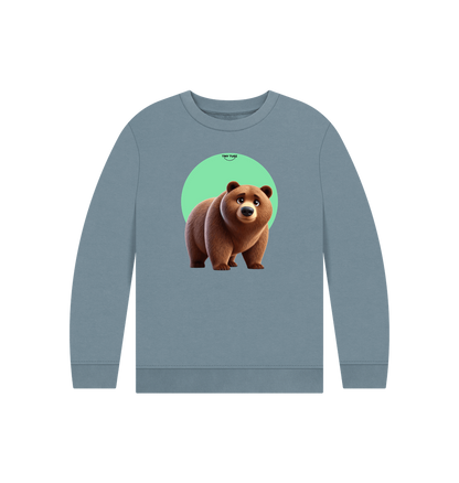 Stone Blue Printed Kids Jumper