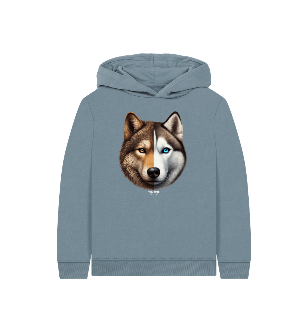 Stone Blue Printed Kids Hoodie