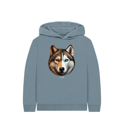Stone Blue Printed Kids Hoodie