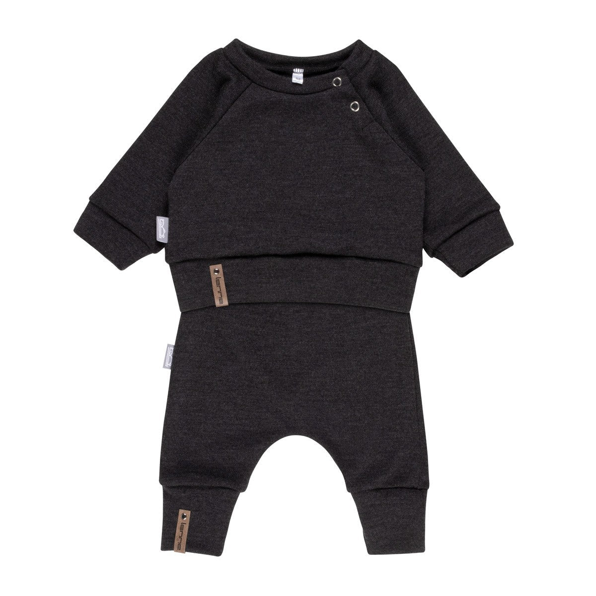 Children’s Merino Wool Top and Trousers Set – Dark Grey - Tiny Tugz™