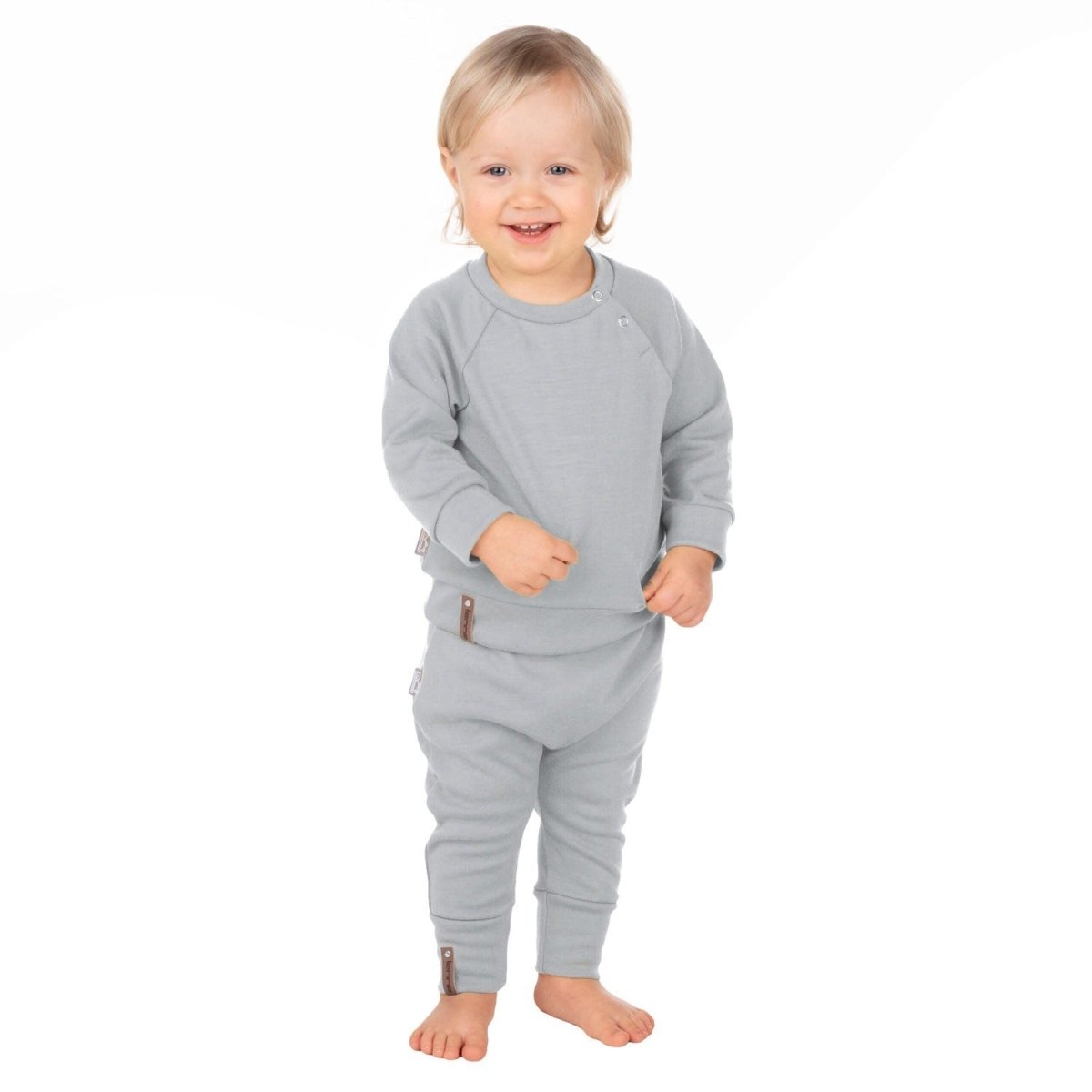 Children’s Merino Wool Top and Trousers Set – Grey - Tiny Tugz™