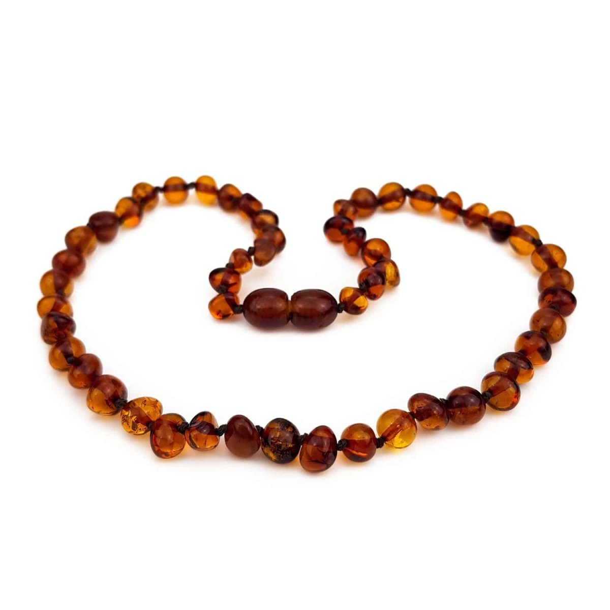 Children's Necklace Amber - Round Beads - 36cm - Cognac - Tiny Tugz™
