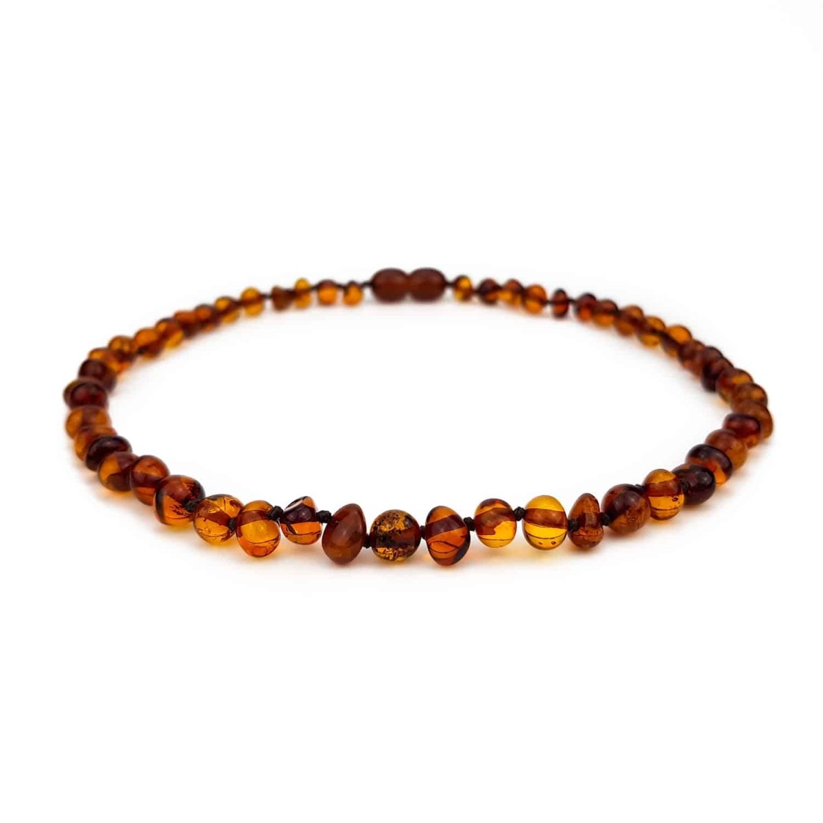 Children's Necklace Amber - Round Beads - 36cm - Cognac - Tiny Tugz™