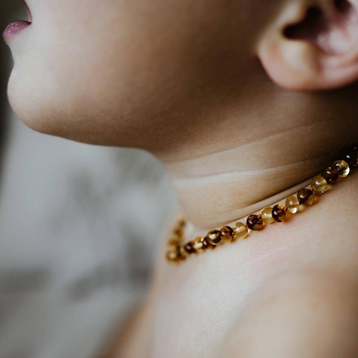 Children's Necklace - Amber - Round Beads - 36cm - Lemon & Honey - Tiny Tugz™