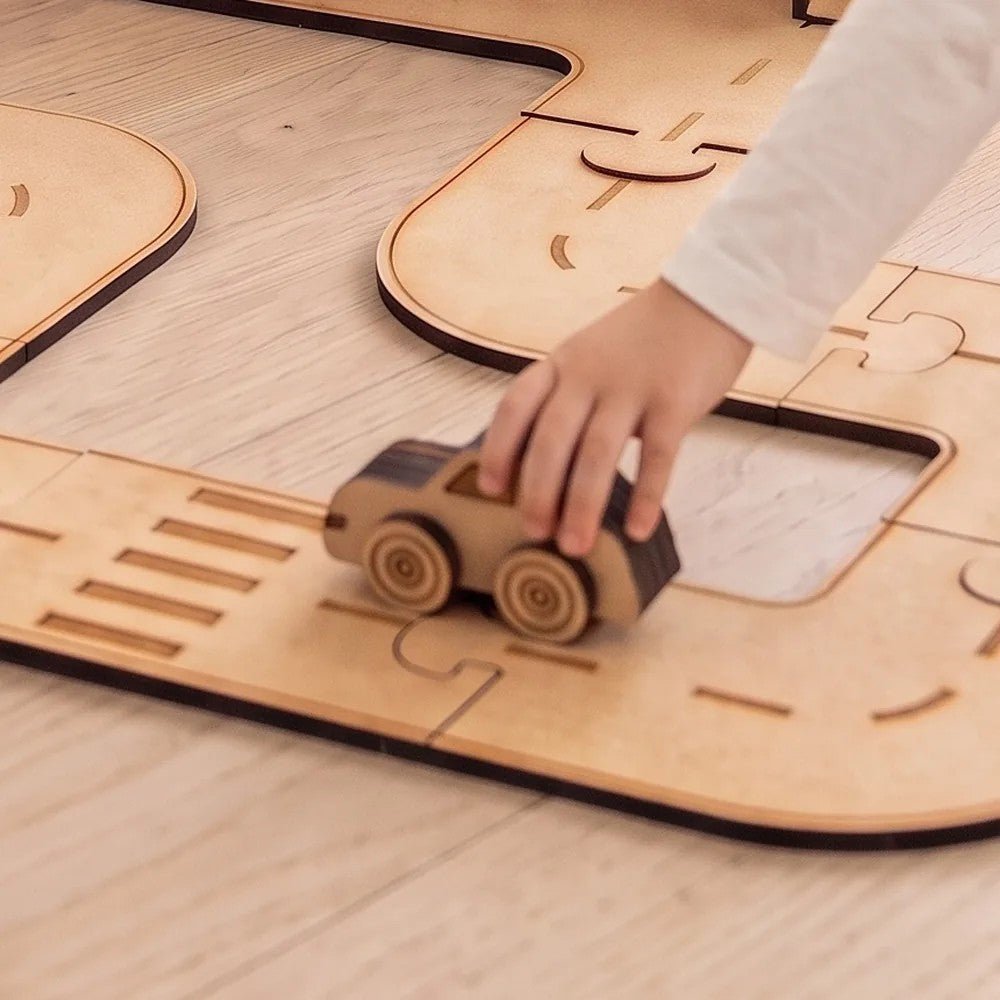 City Park Zone - Colour-Your-Own Wooden Car Park Play Set - Tiny Tugz™