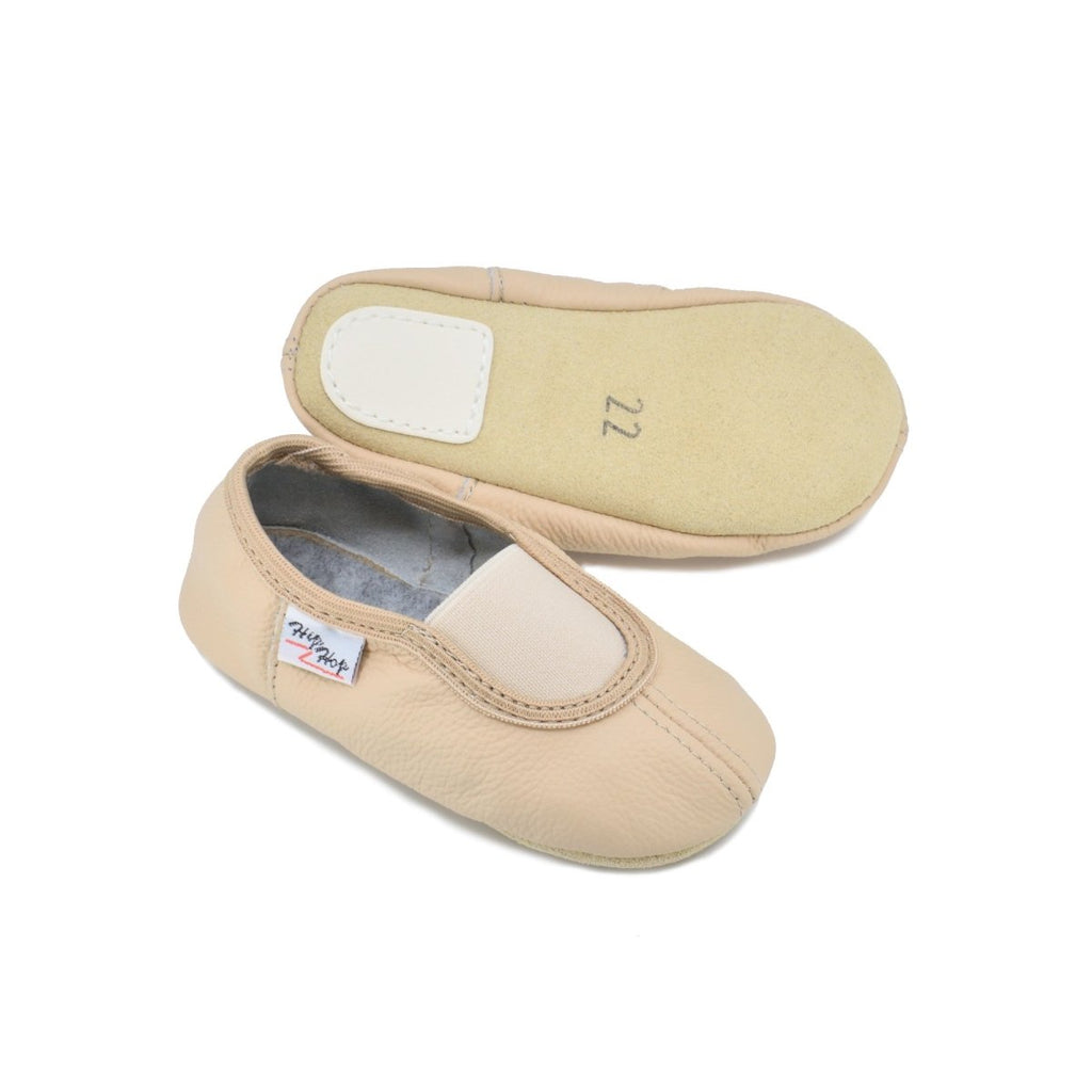 Classic Natural Leather Barefoot Toddlers & Kids Slippers (Beige) - Tiny Tugz™