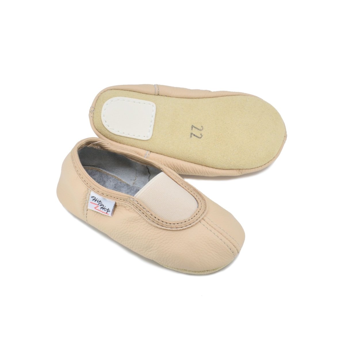 Classic Natural Leather Barefoot Toddlers & Kids Slippers (Beige) - Tiny Tugz™