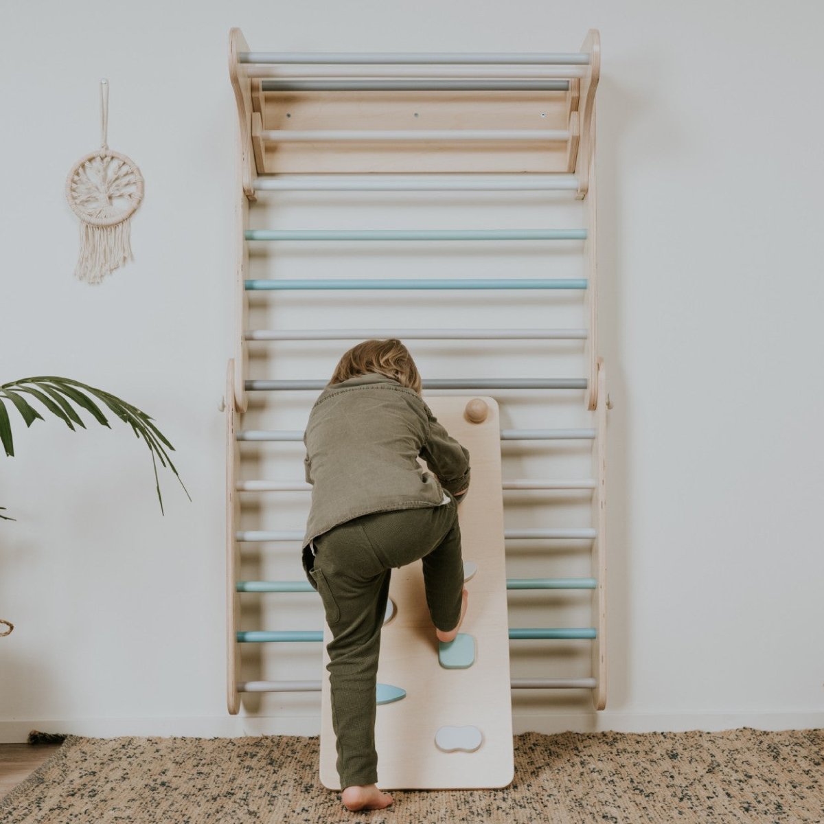 Climbing Ramp & Slide 2-in-1 for Triangle Climber & Swedish Wall – Pastel - Tiny Tugz™