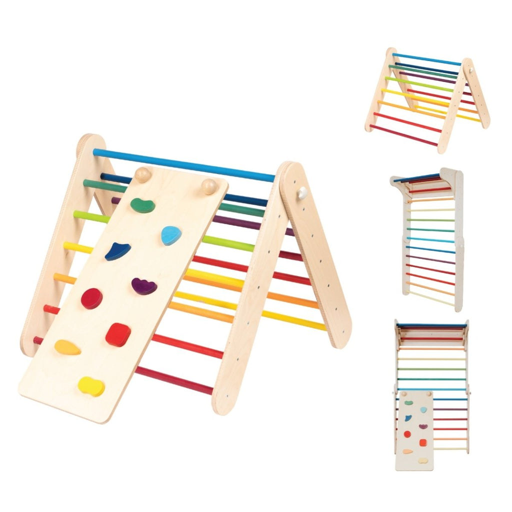 Climbing Ramp & Slide 2-in-1 for Triangle Climber & Swedish Wall – Rainbow - Tiny Tugz™